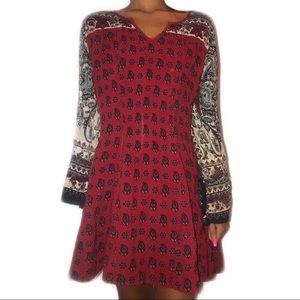 Red Boho Swing Dress